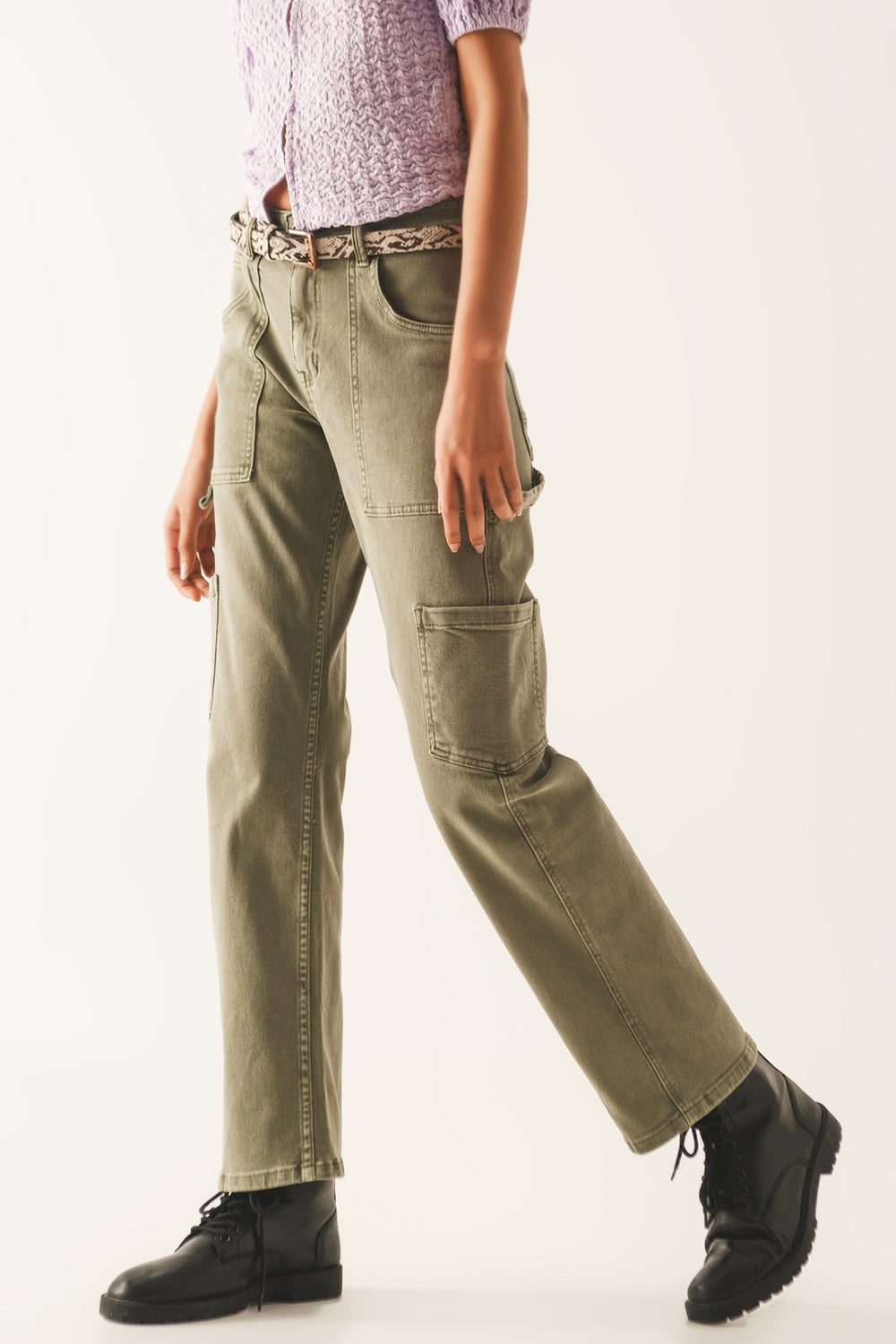 Cargo pants in khaki - Coloured Jeans