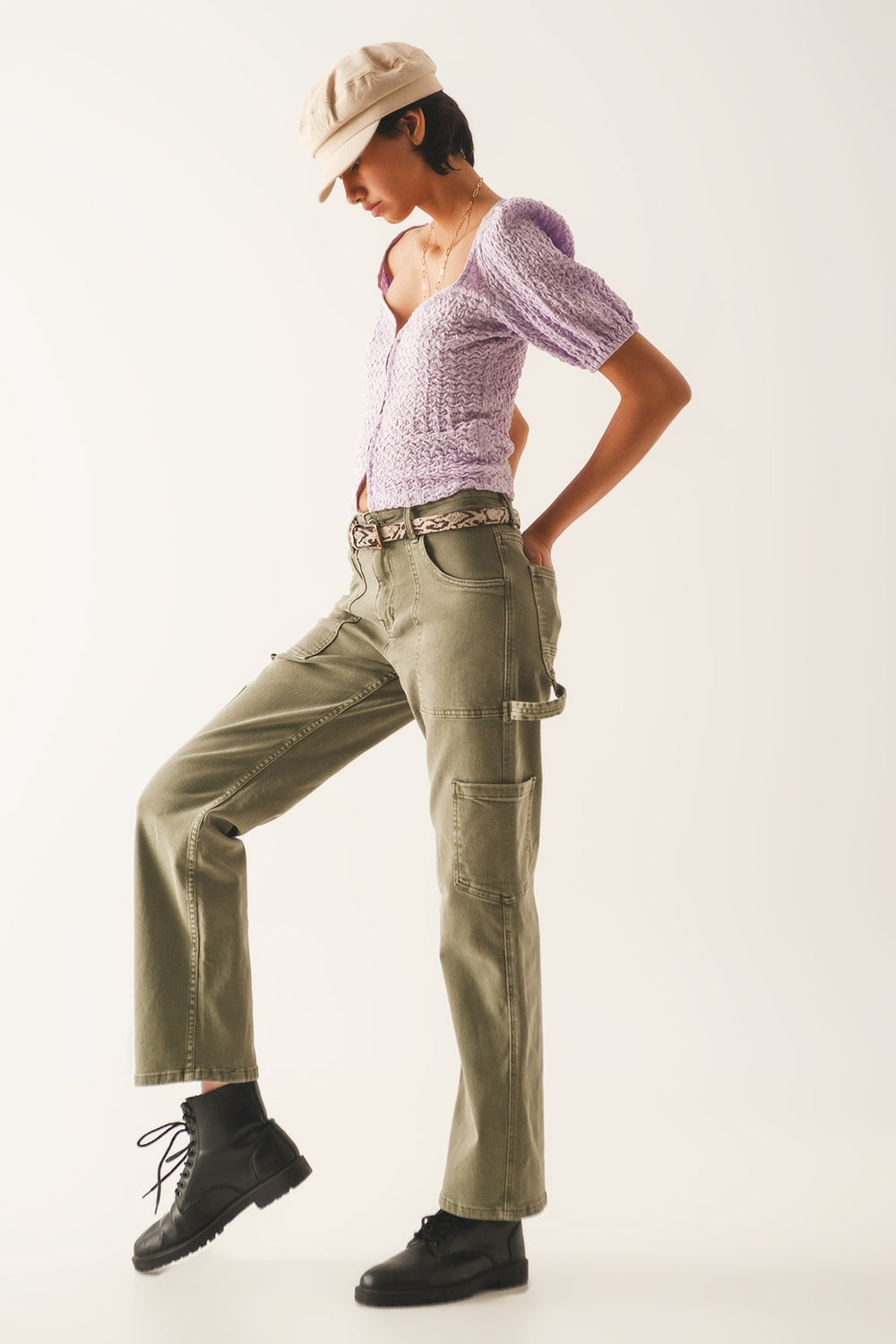 Cargo pants in khaki - Coloured Jeans