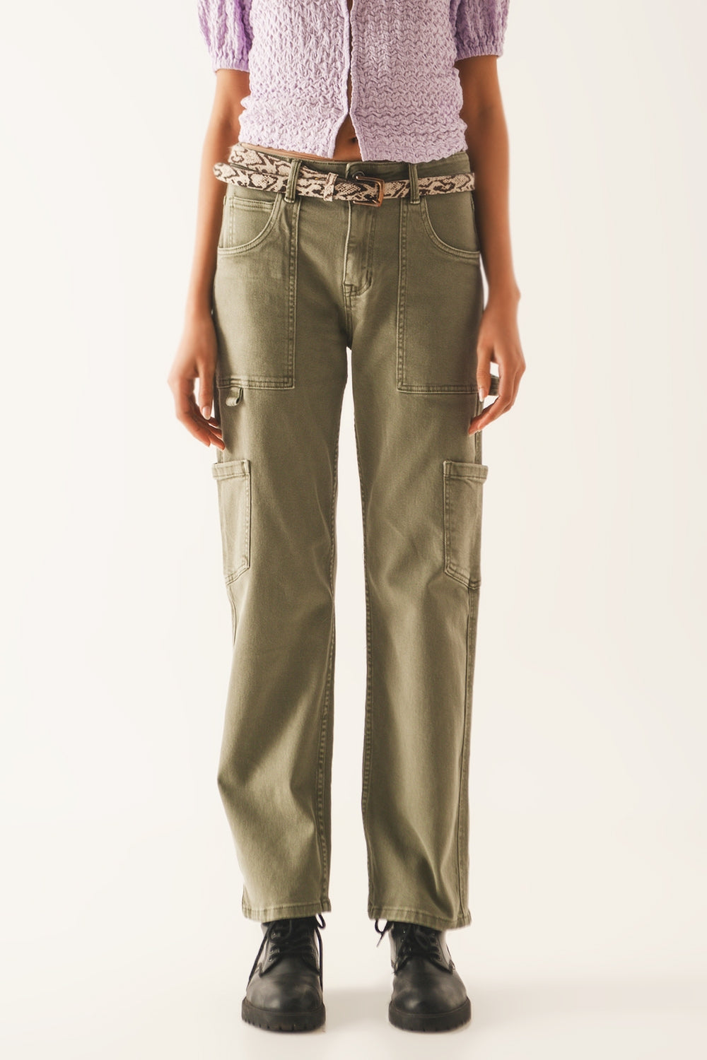 Cargo pants in khaki - Coloured Jeans