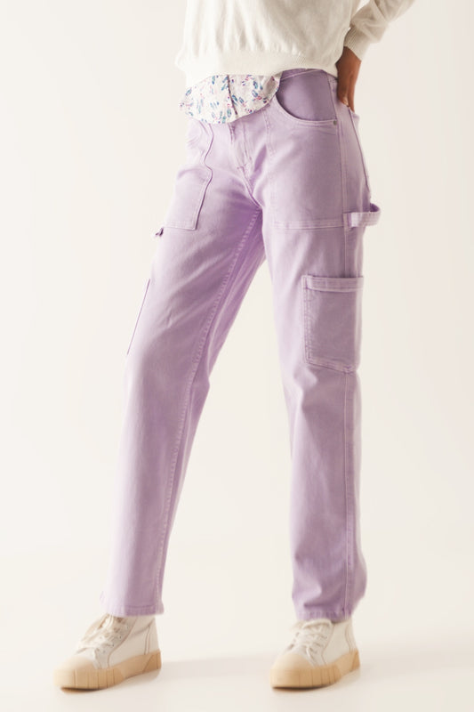 Cargo pants in purple - Coloured Jeans