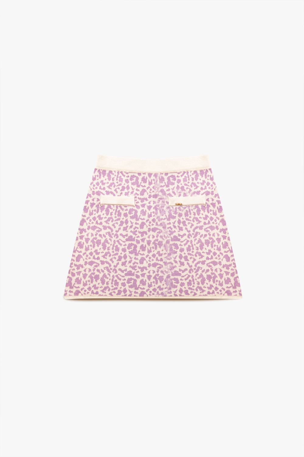 Lightweight knit mini skirt in lilac animal print