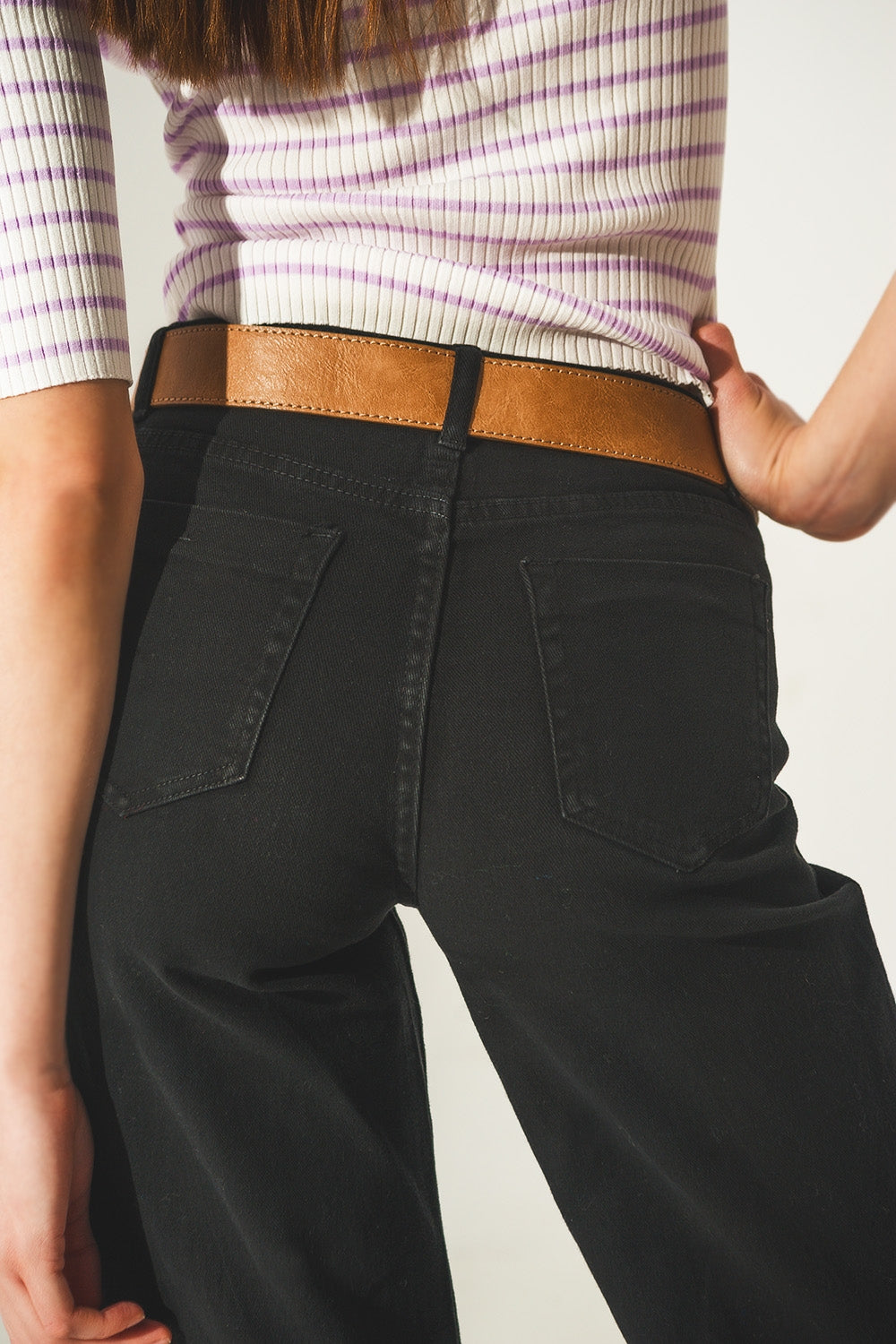 Cotton blend wide leg jeans in black - Coloured Jeans