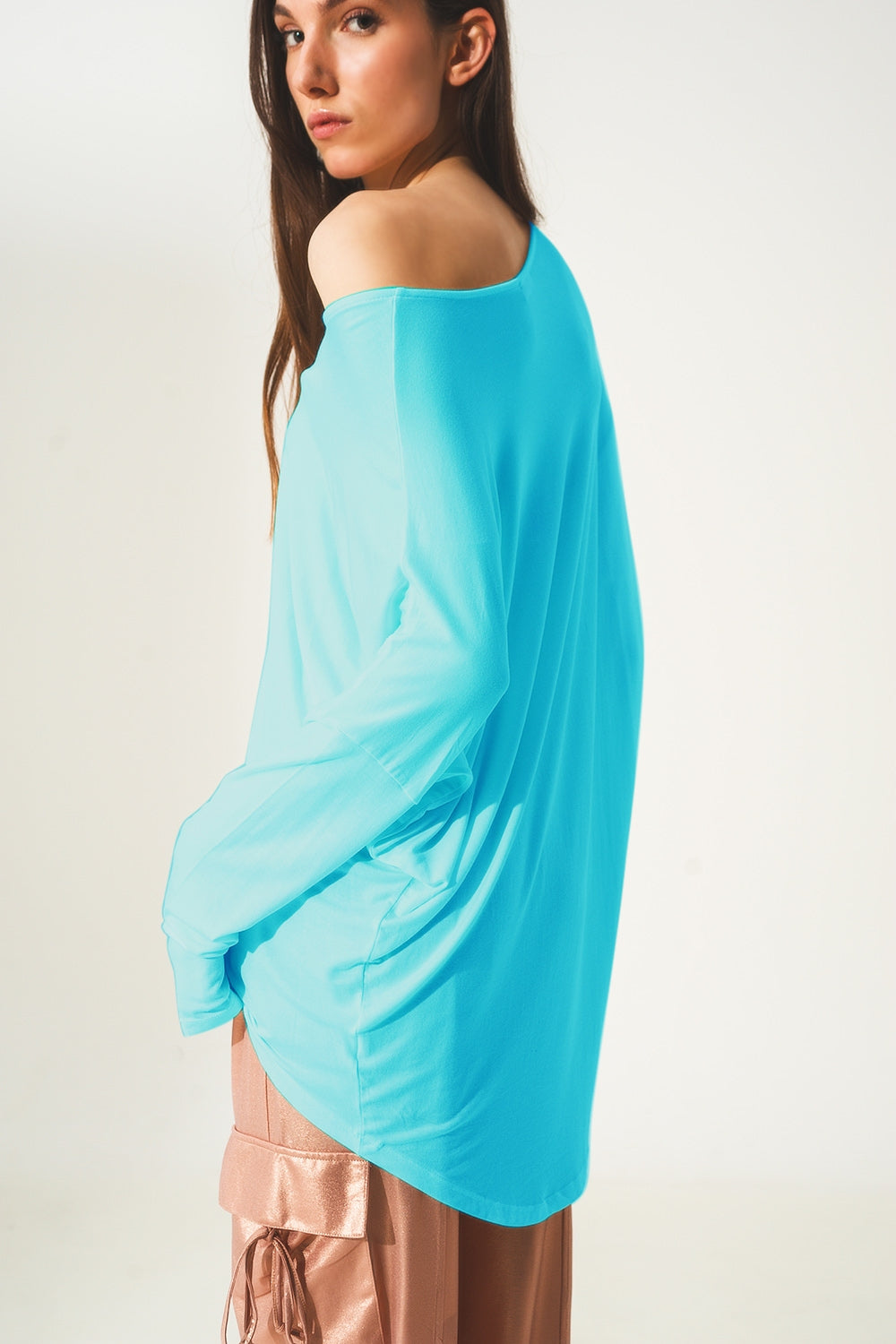 Long sleeve top in modal blue - top