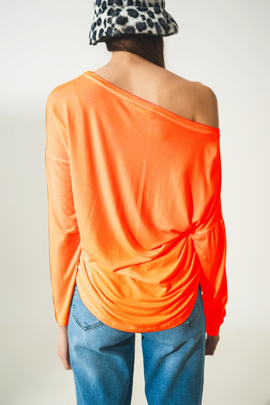 Long sleeve t shirt in orange modal - top