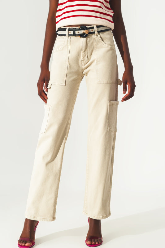 Cargo pants in beige - Coloured Jeans