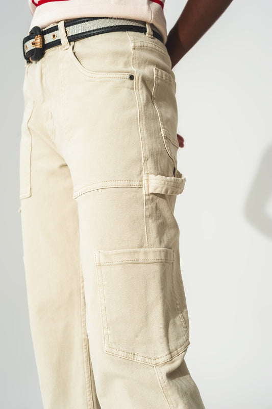 Cargo pants in beige - Coloured Jeans