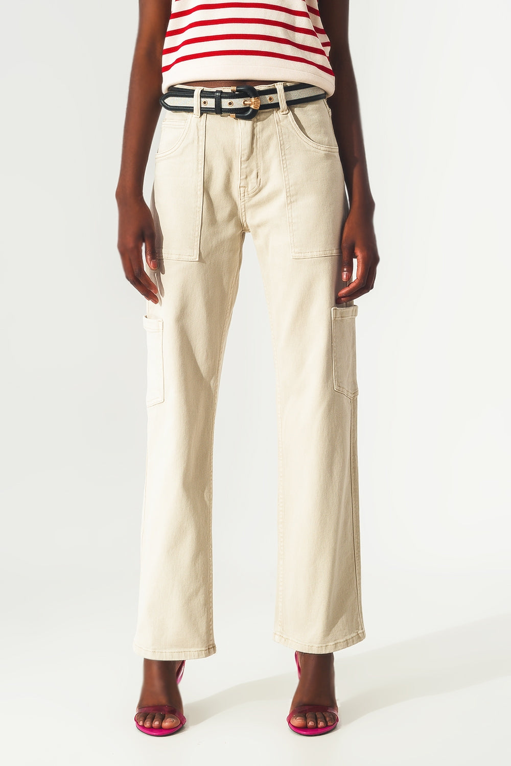 Cargo pants in beige - Coloured Jeans