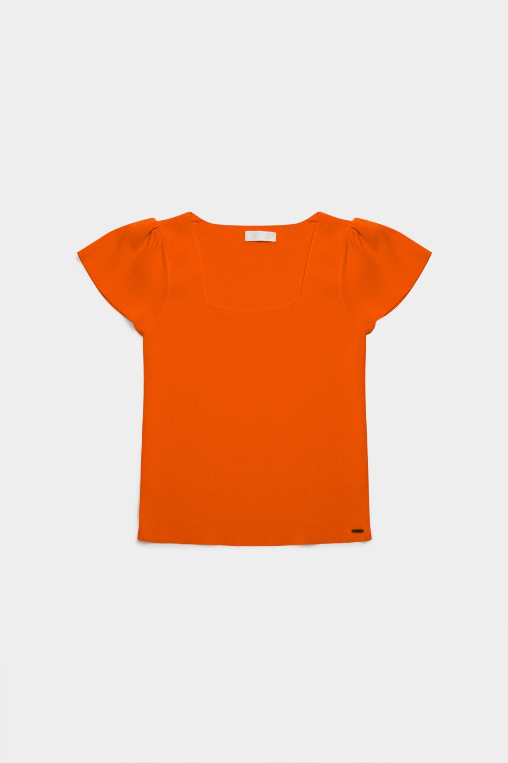 square neck puff sleeve sweater in orange