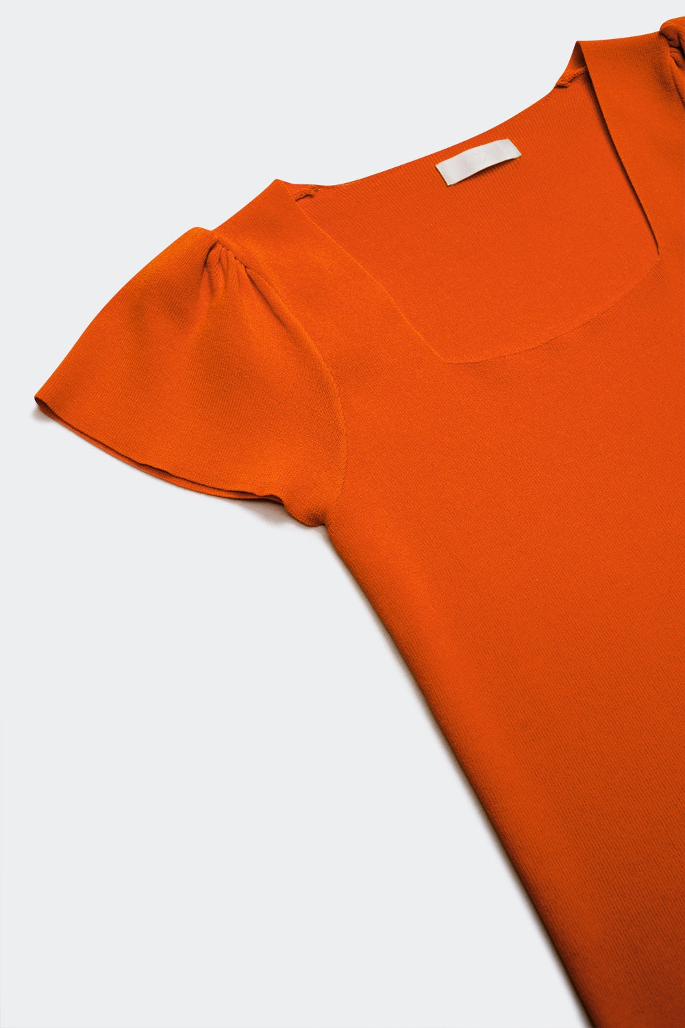 square neck puff sleeve sweater in orange