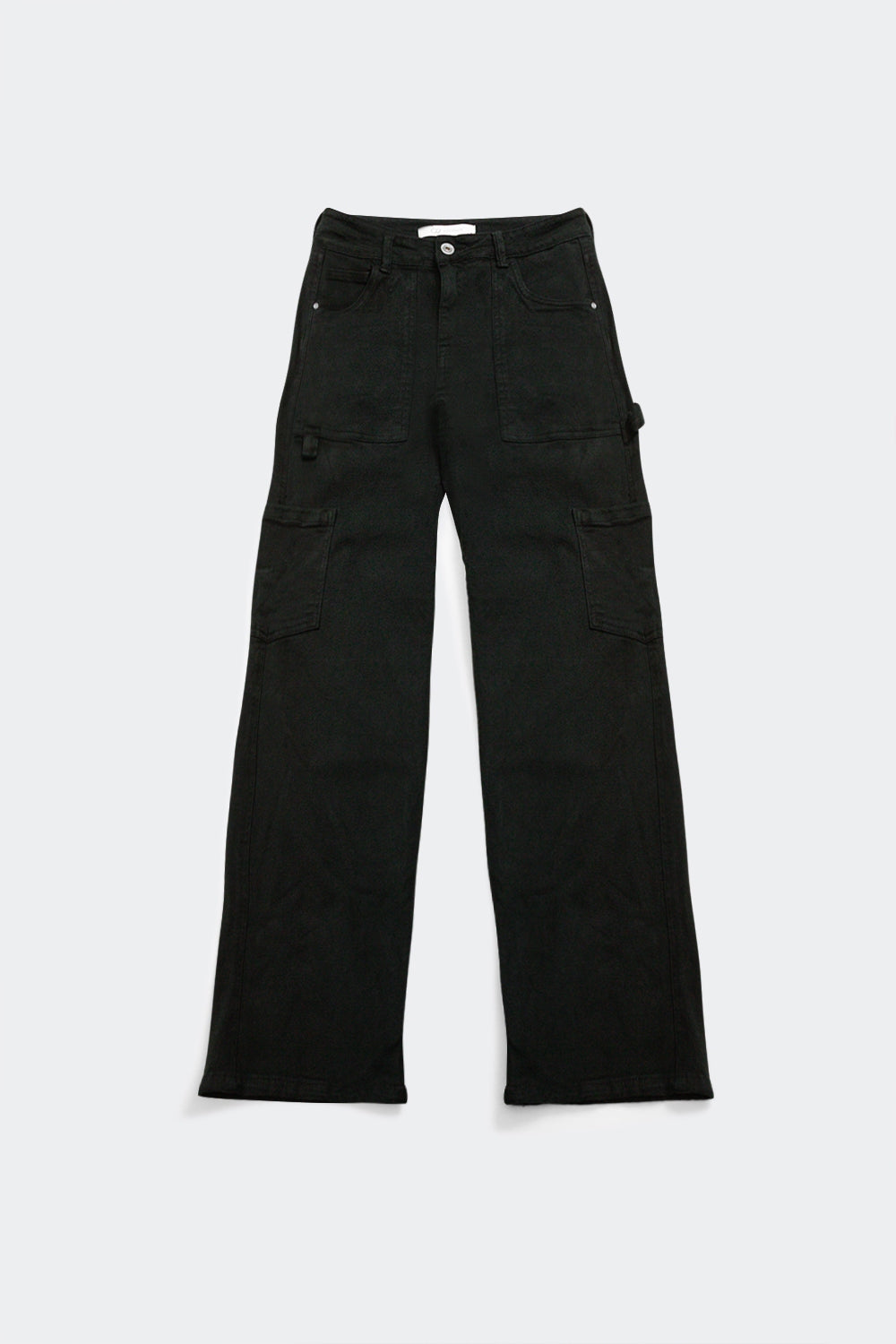 Straight Leg Cargo Pants in Black - Coloured Jeans