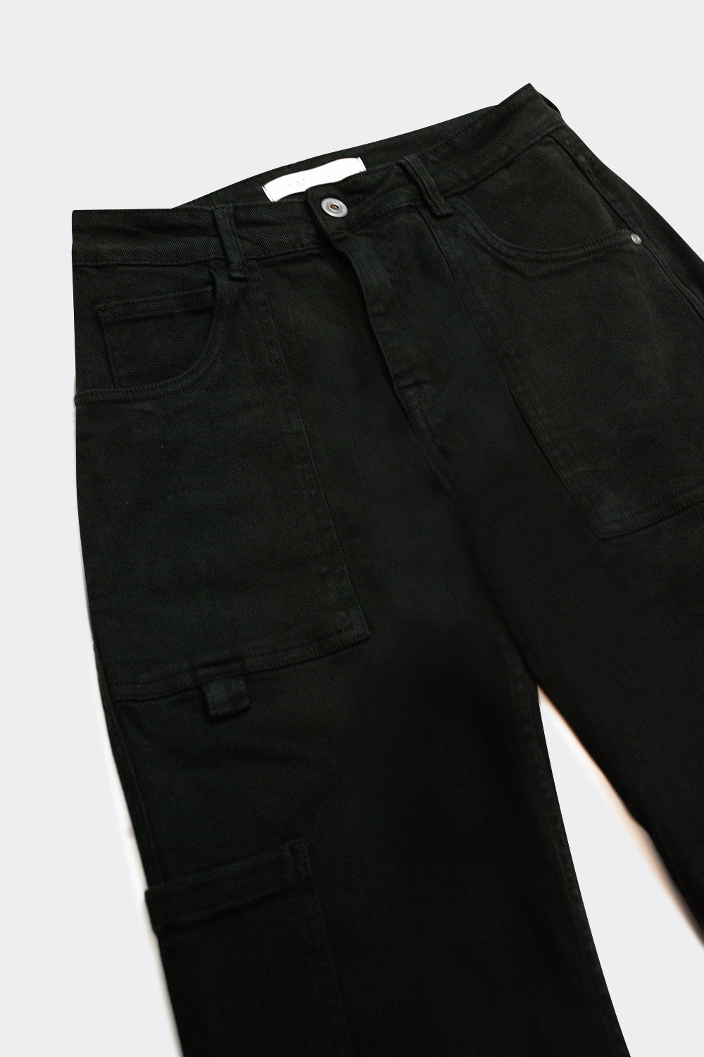 Straight Leg Cargo Pants in Black - Coloured Jeans