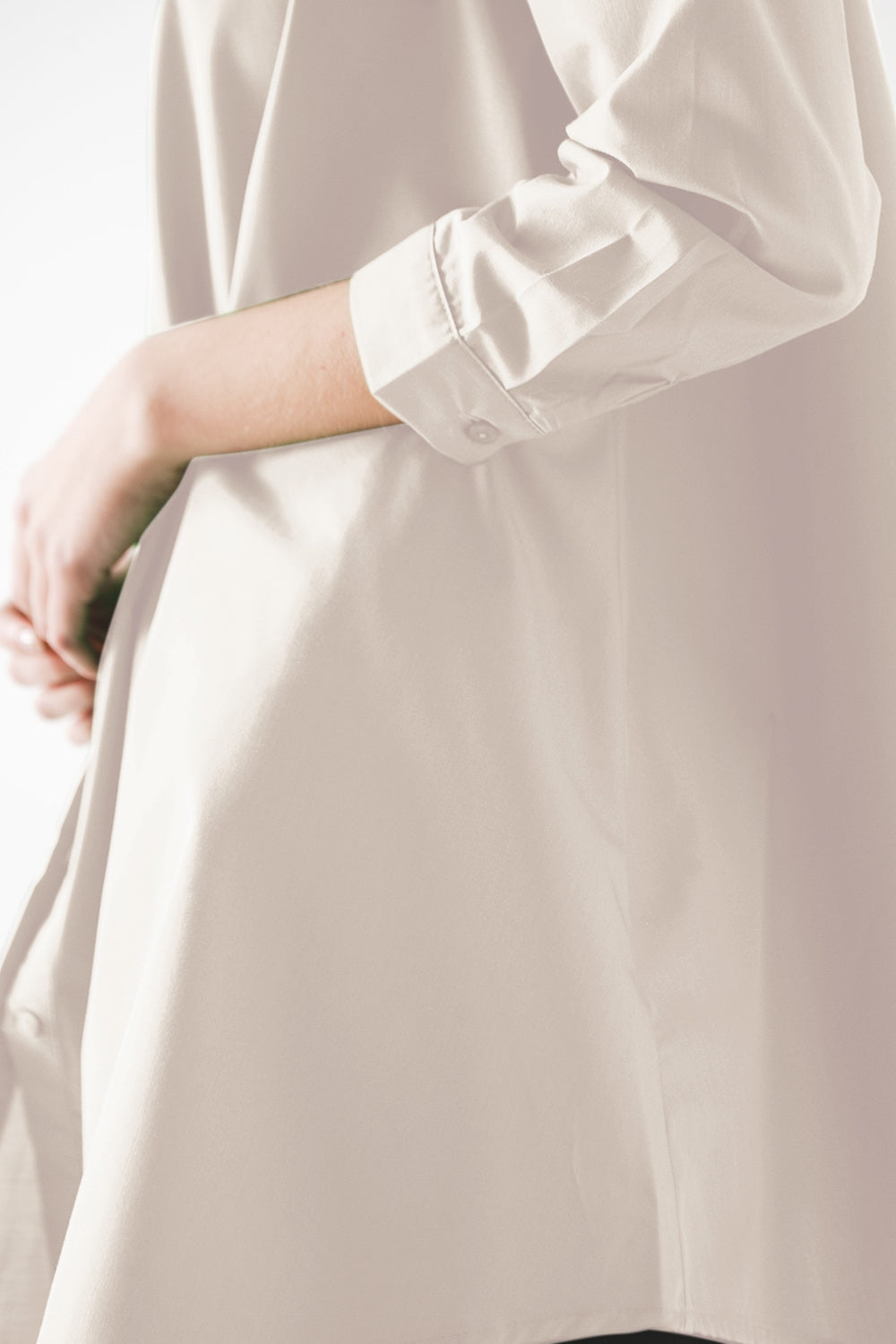 Oversized Poplin A-line Shirt in White - Shirts