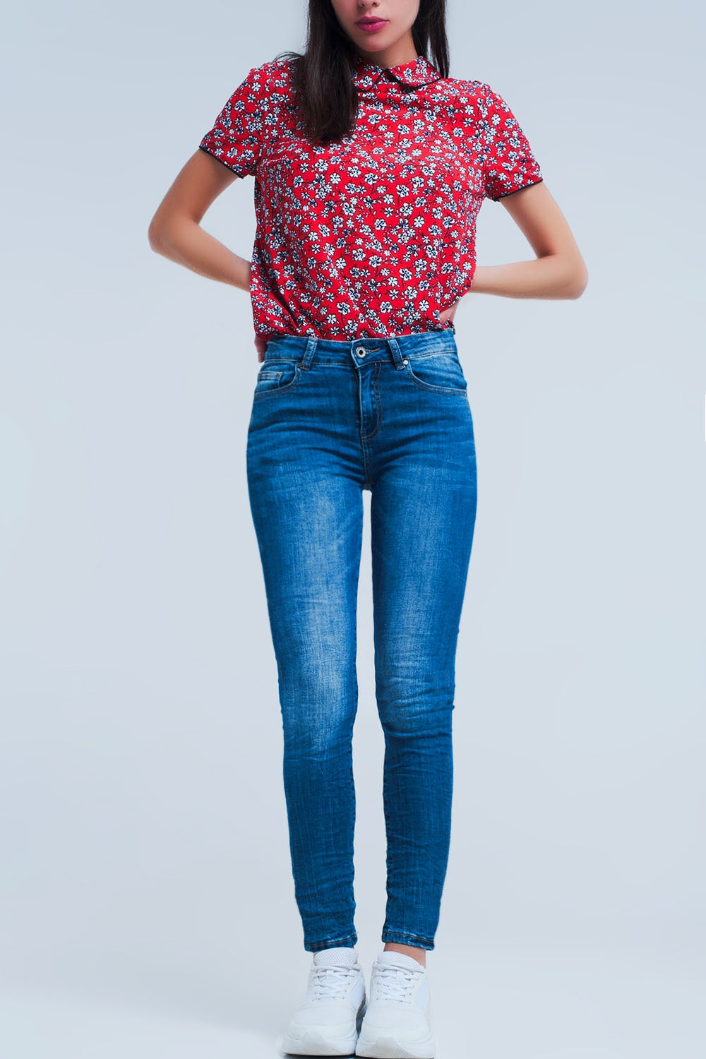 Jean skinny délavage moyen