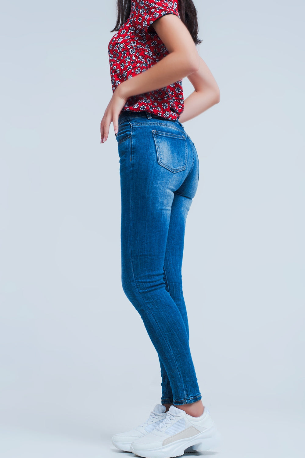Jean skinny délavage moyen