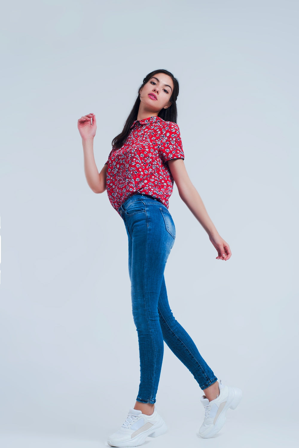 Jean skinny délavage moyen