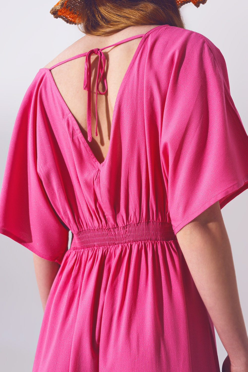 Kimono Sleeve Maxi Dress in Pink - dress