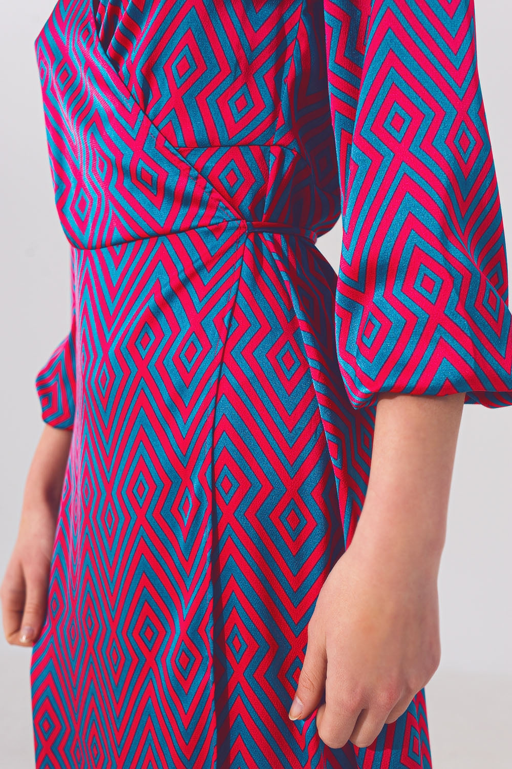 Long Sleeve Maxi Wrap Dress in Geo Print - dress