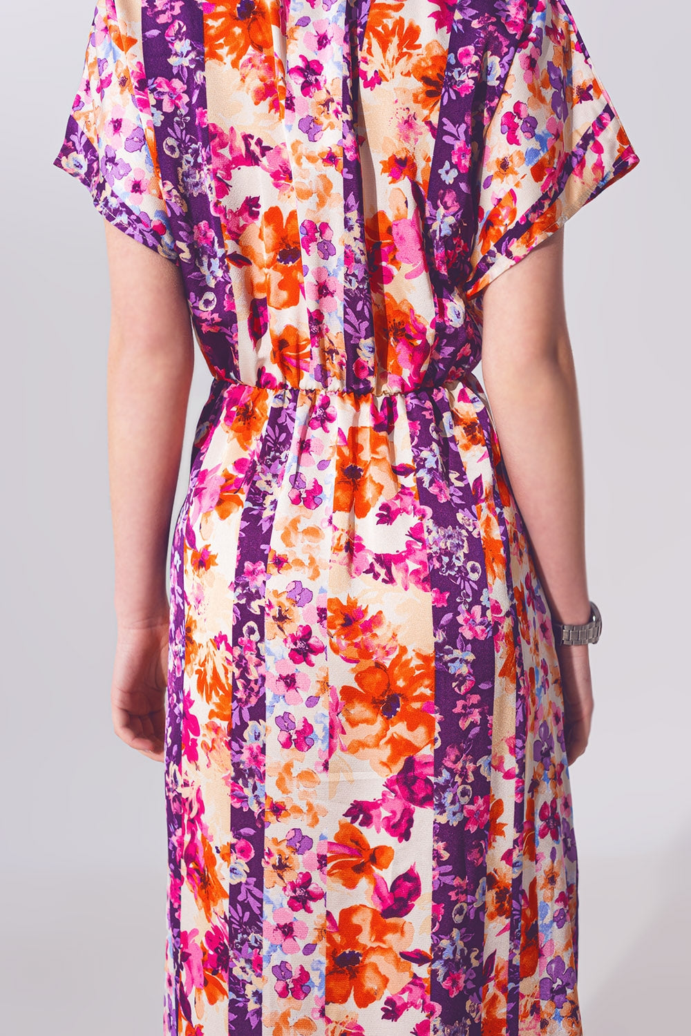 Flower Print Front Knot Maxi Dress in Multicolour - dress
