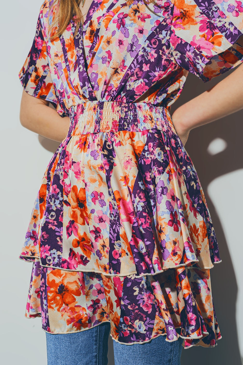 Floral Mini Dress in Multicolour - dress