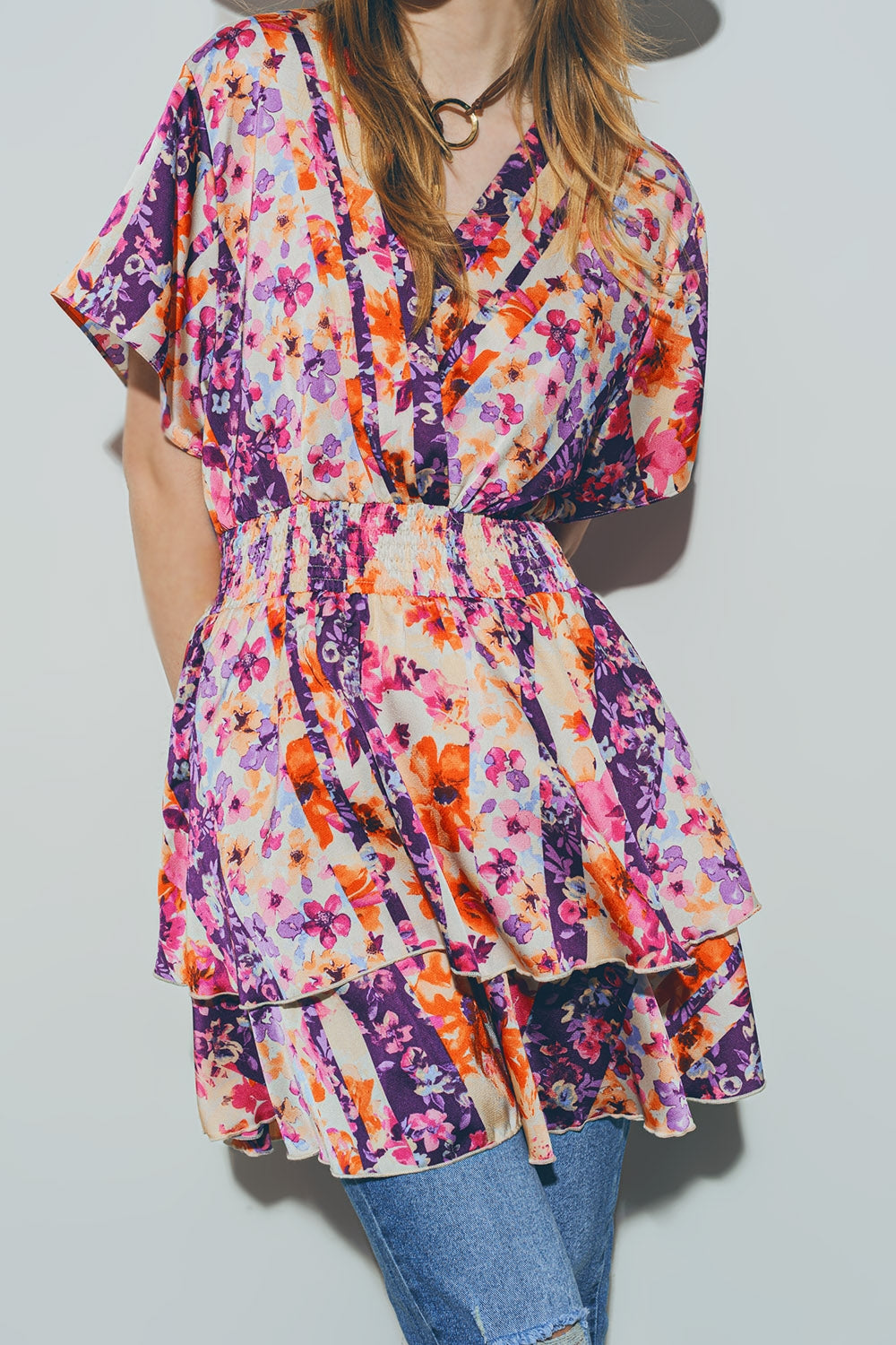 Floral Mini Dress in Multicolour - dress