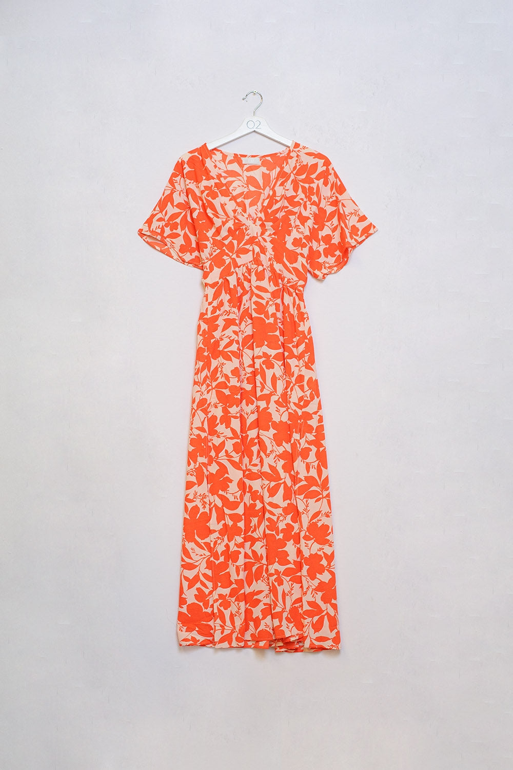 maxi orange flower print dress - dress