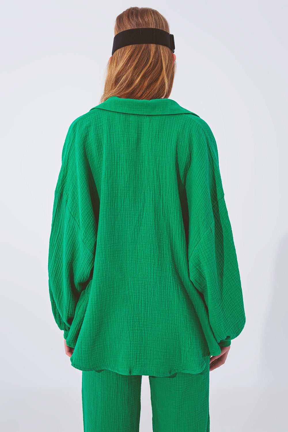 Textured Loose Fit Shirt in Green - Shirts