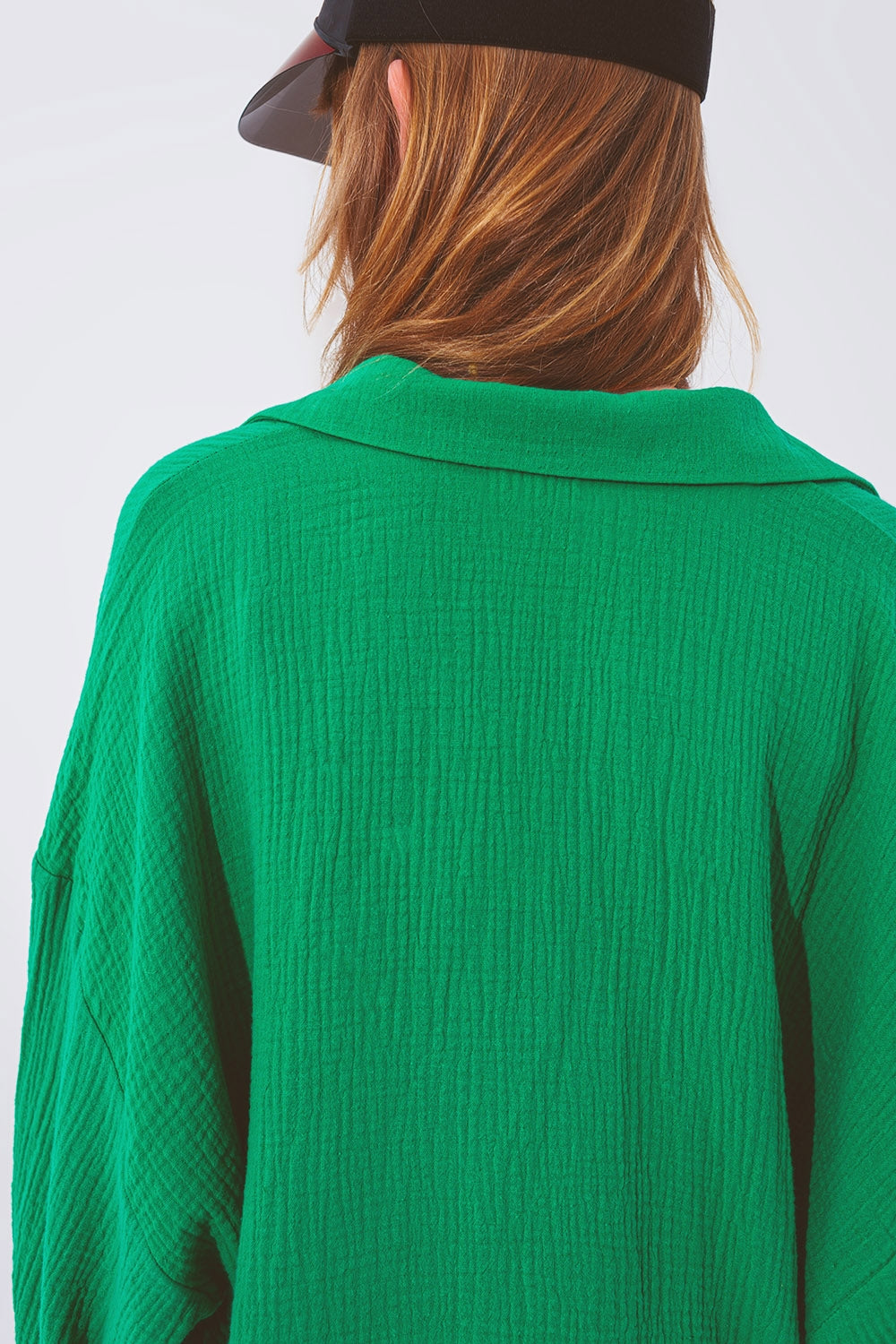 Textured Loose Fit Shirt in Green - Shirts