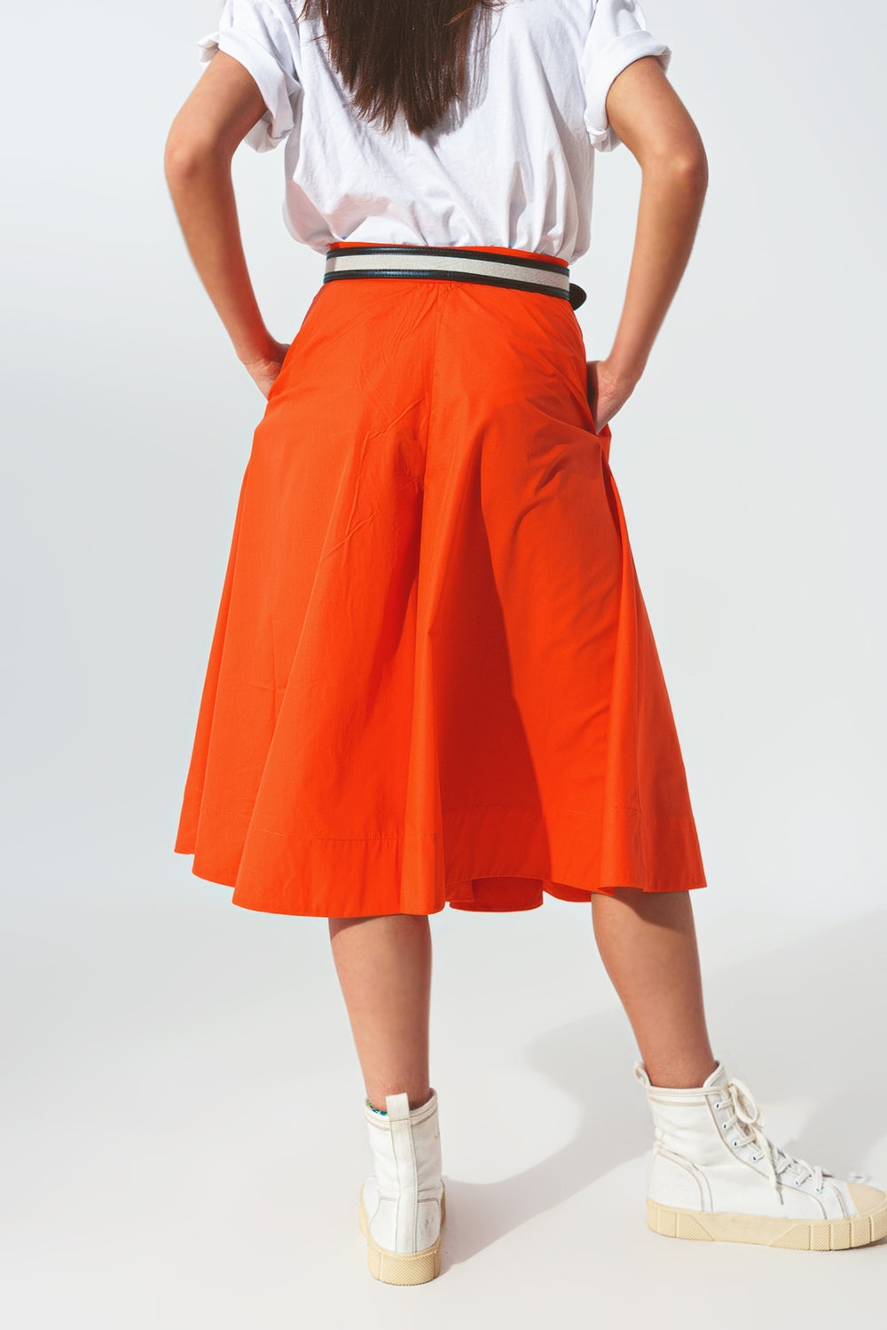 A-line skirt with elastic waist band in Orange - trousers