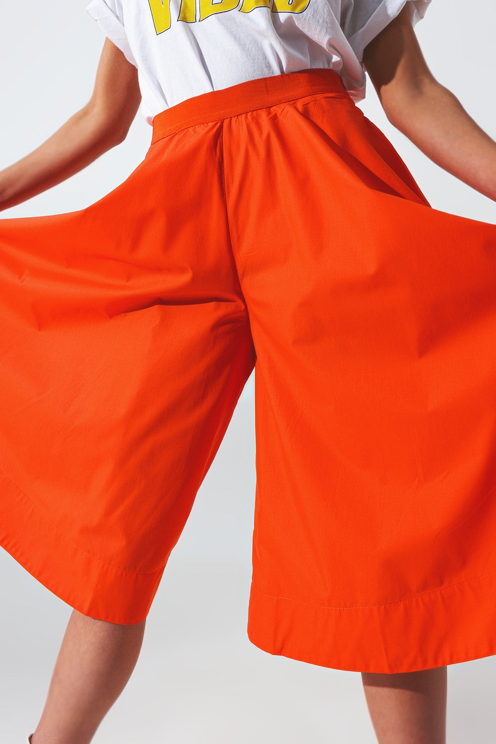 A-line skirt with elastic waist band in Orange - trousers