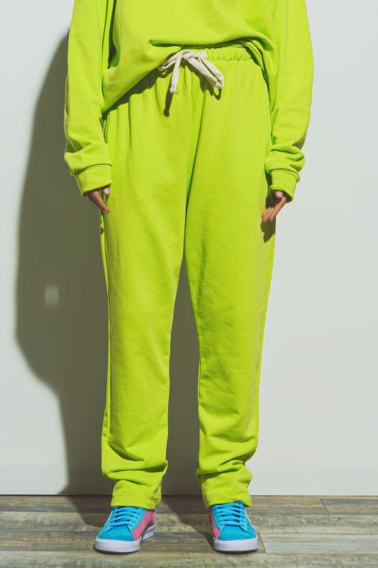 Oversized Jogger with Tie Waist in Lime - trousers