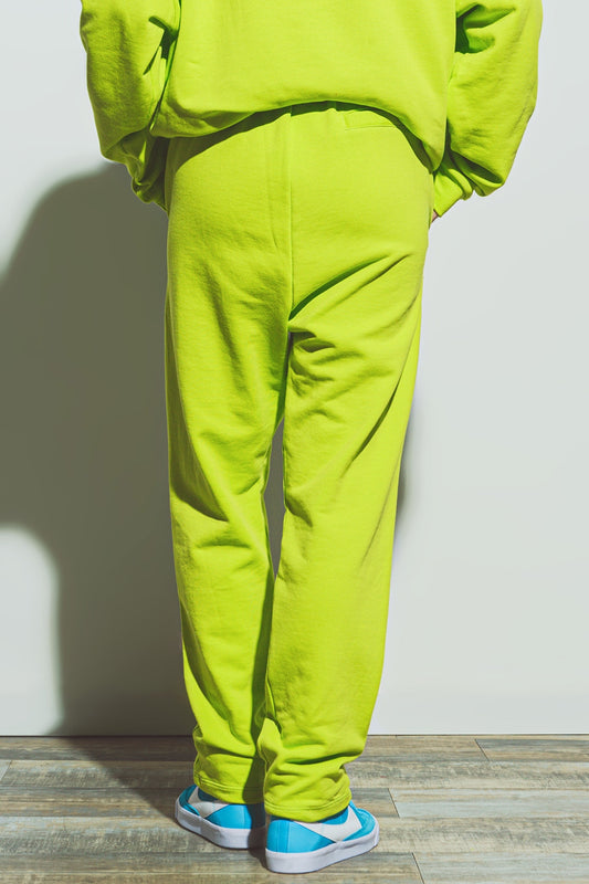 Oversized Jogger with Tie Waist in Lime - trousers