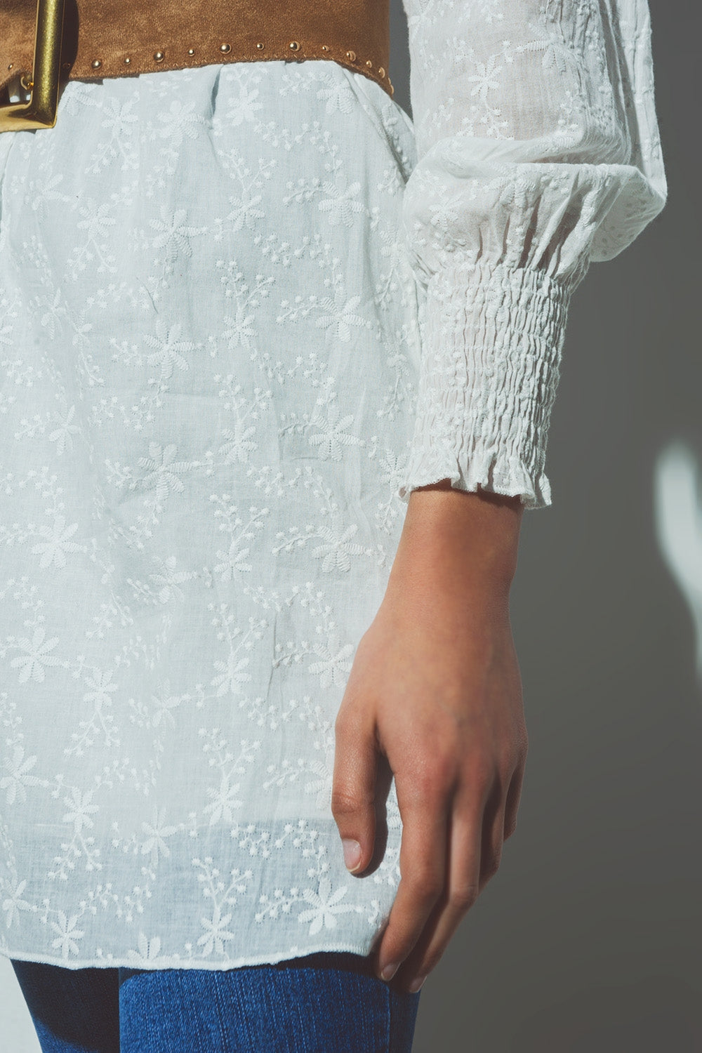 Floral Textured Mini Dress in White - dress