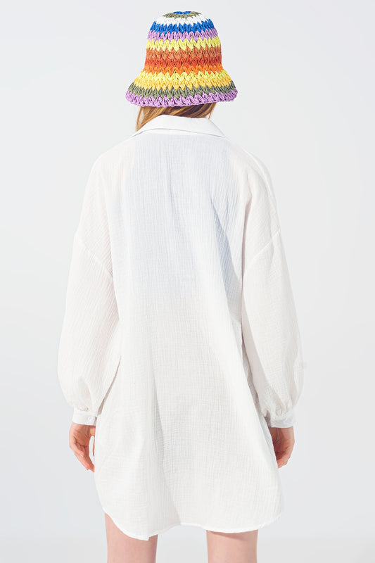 Textured Loose Shirt in White - Shirts