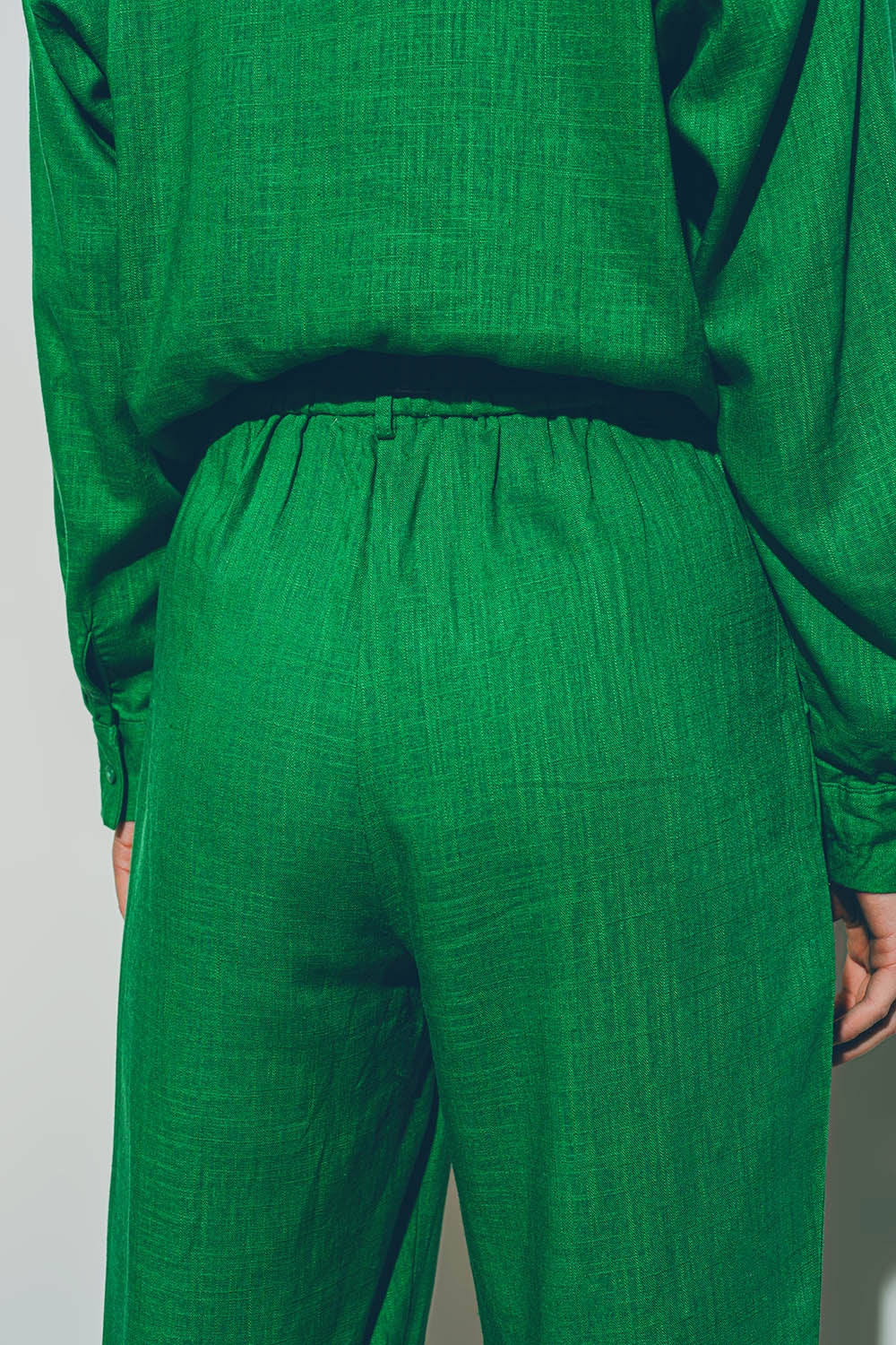 Wide-legged trousers in light cotton fabric in green - trousers