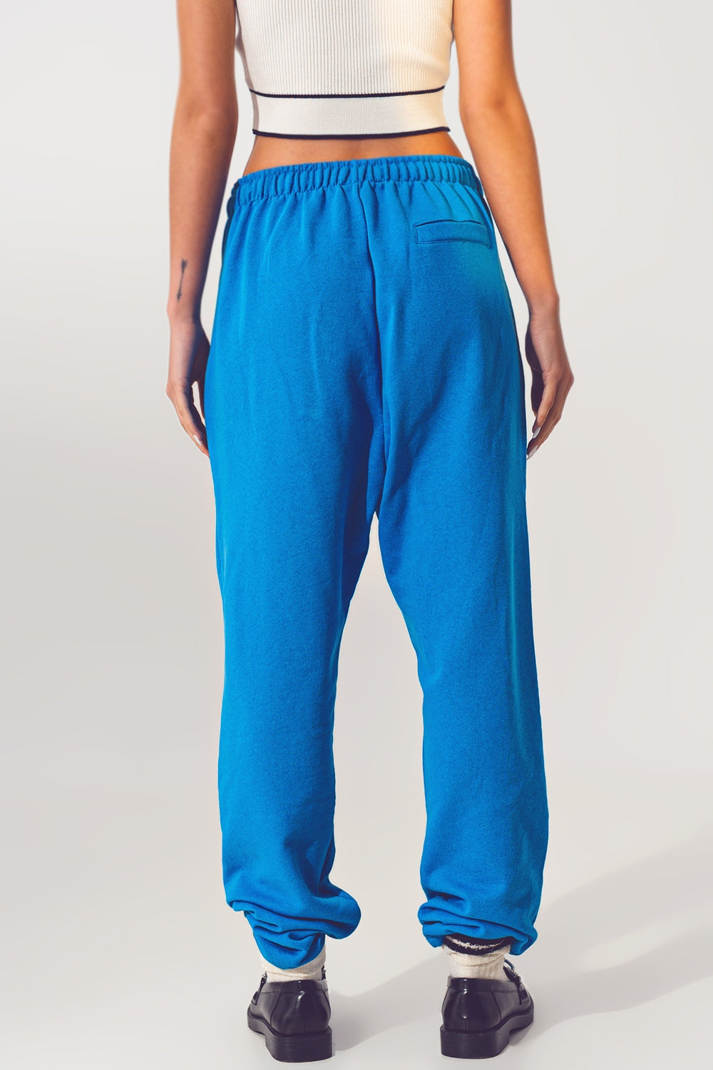 Oversized Jogger with Tie Waist in Blue - trousers