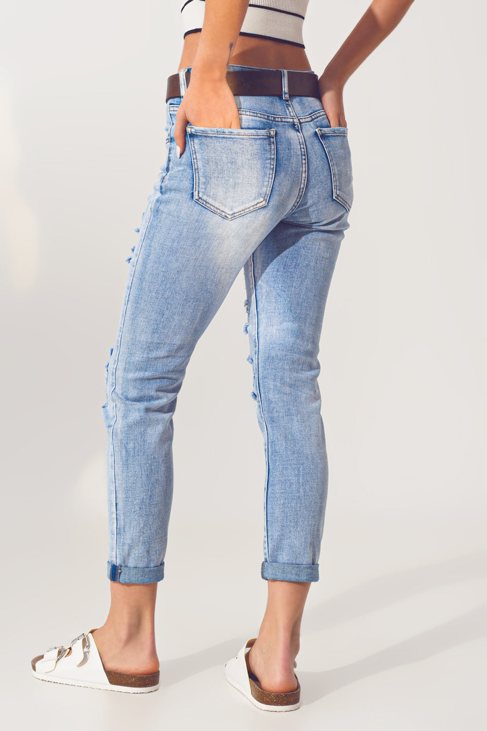 Extreme rip jean in bleach blue - Denim