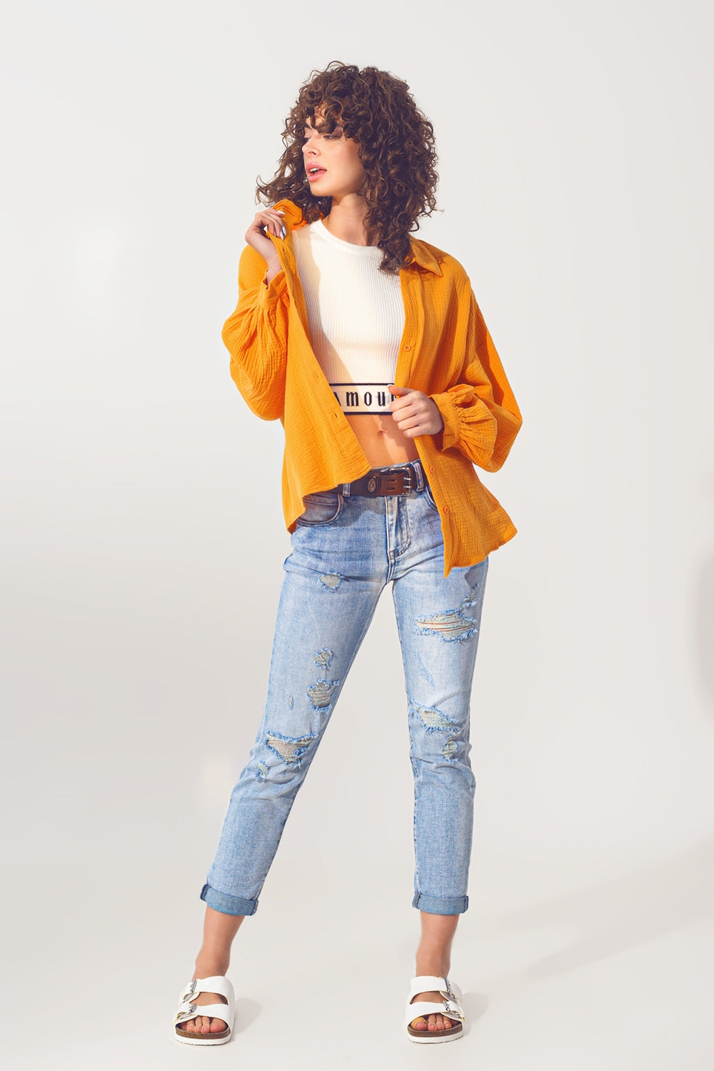 Extreme rip jean in bleach blue - Denim