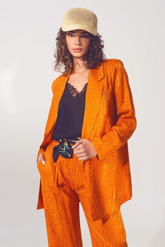 Oversized Zebra Print Blazer in Orange - blazer