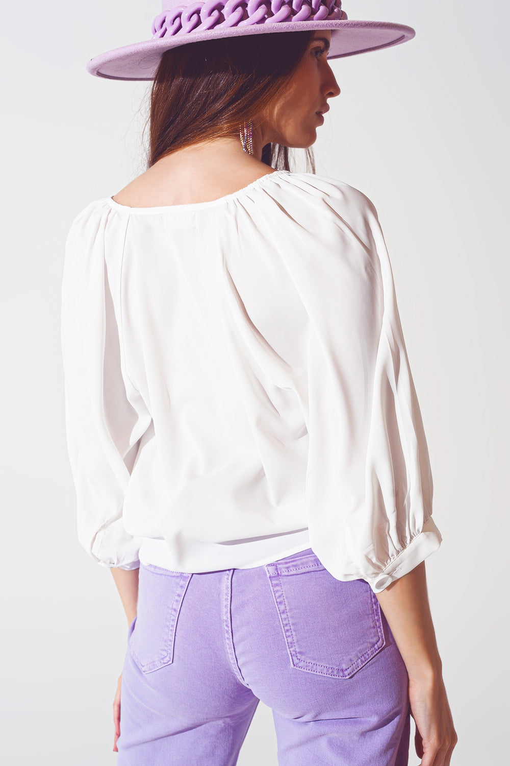 Satin button through shirt in cream - Shirts, top