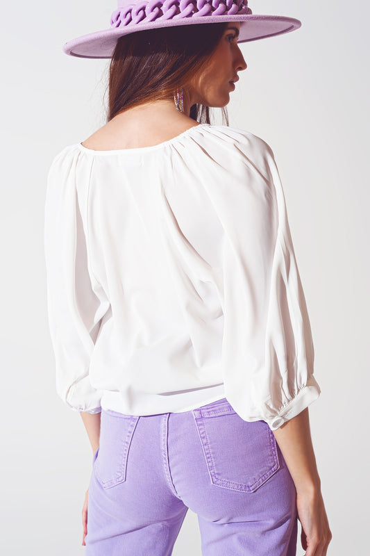 Satin button through shirt in cream - Shirts, top