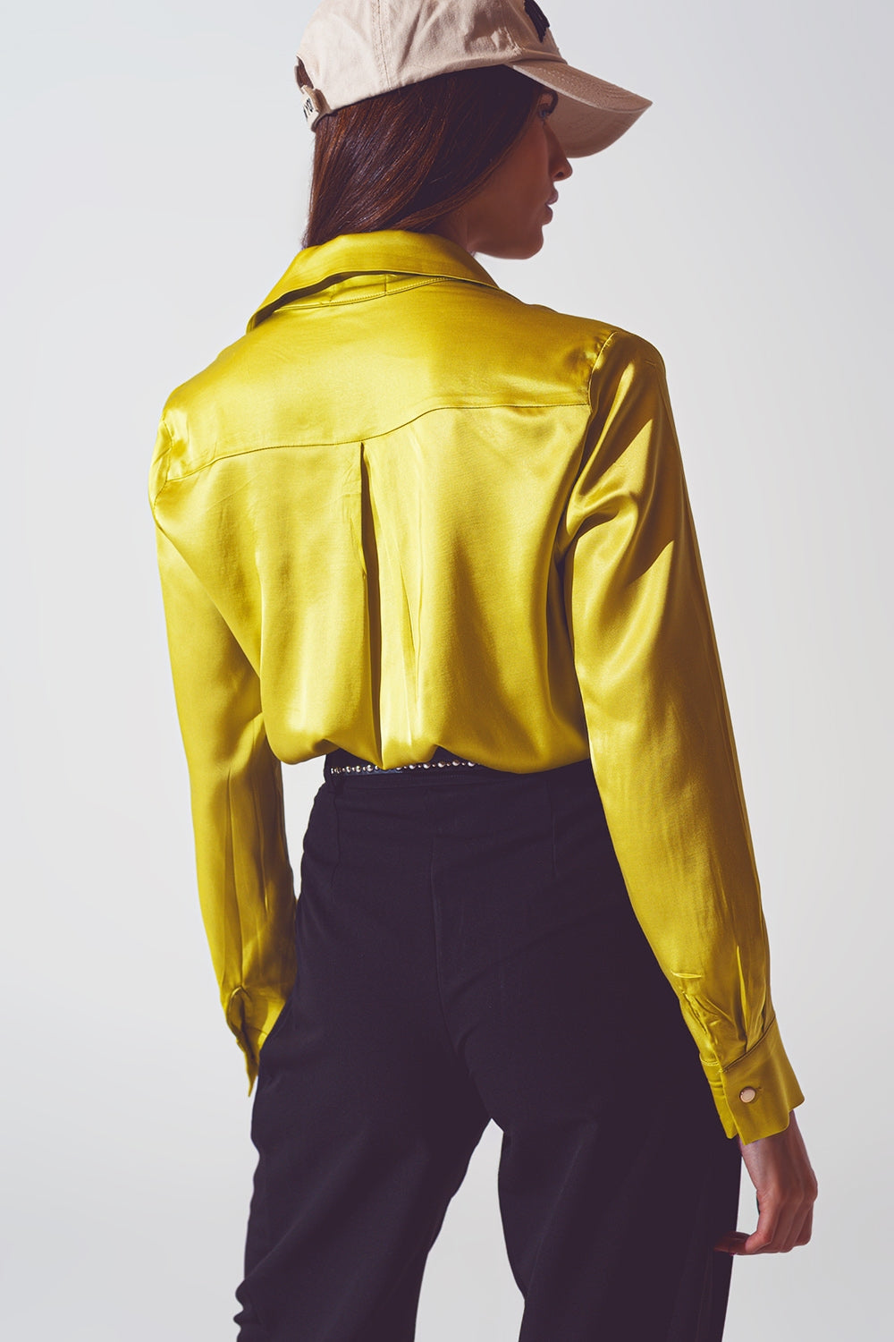 satin blouse in lime green - Shirts