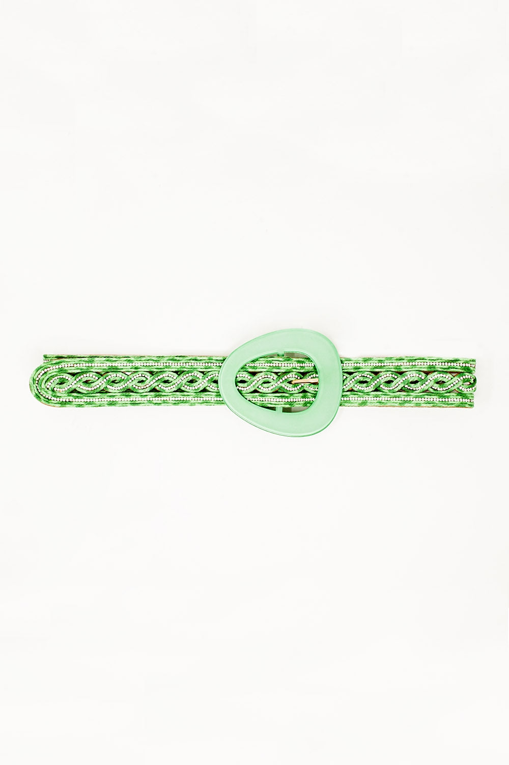 Crystal Embellished Belt in Green