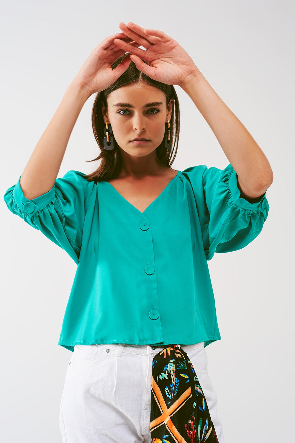 Chemise Courte Boutonnée Vert