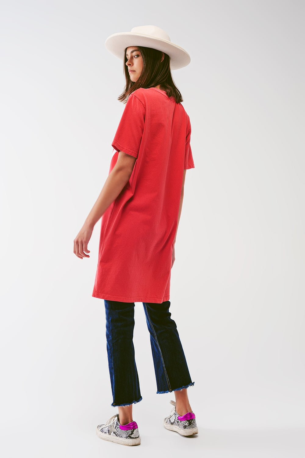 T-shirt Dress with Make It Happen Text in Red - dress