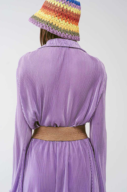 Pleated Satin Wrap Top in lilac - top