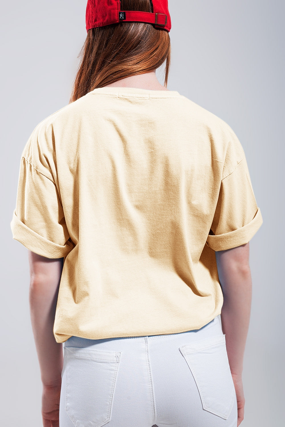 T-Shirt with Brooklyn District Text in yellow - top