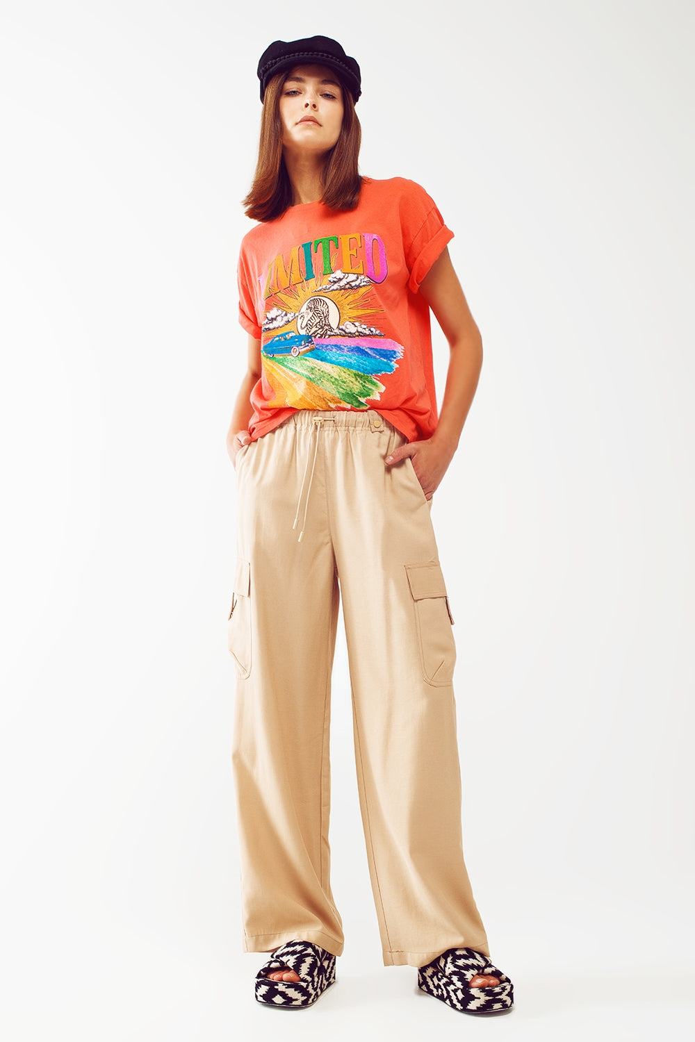 T-Shirt with Limited Graphic Print in Orange - top