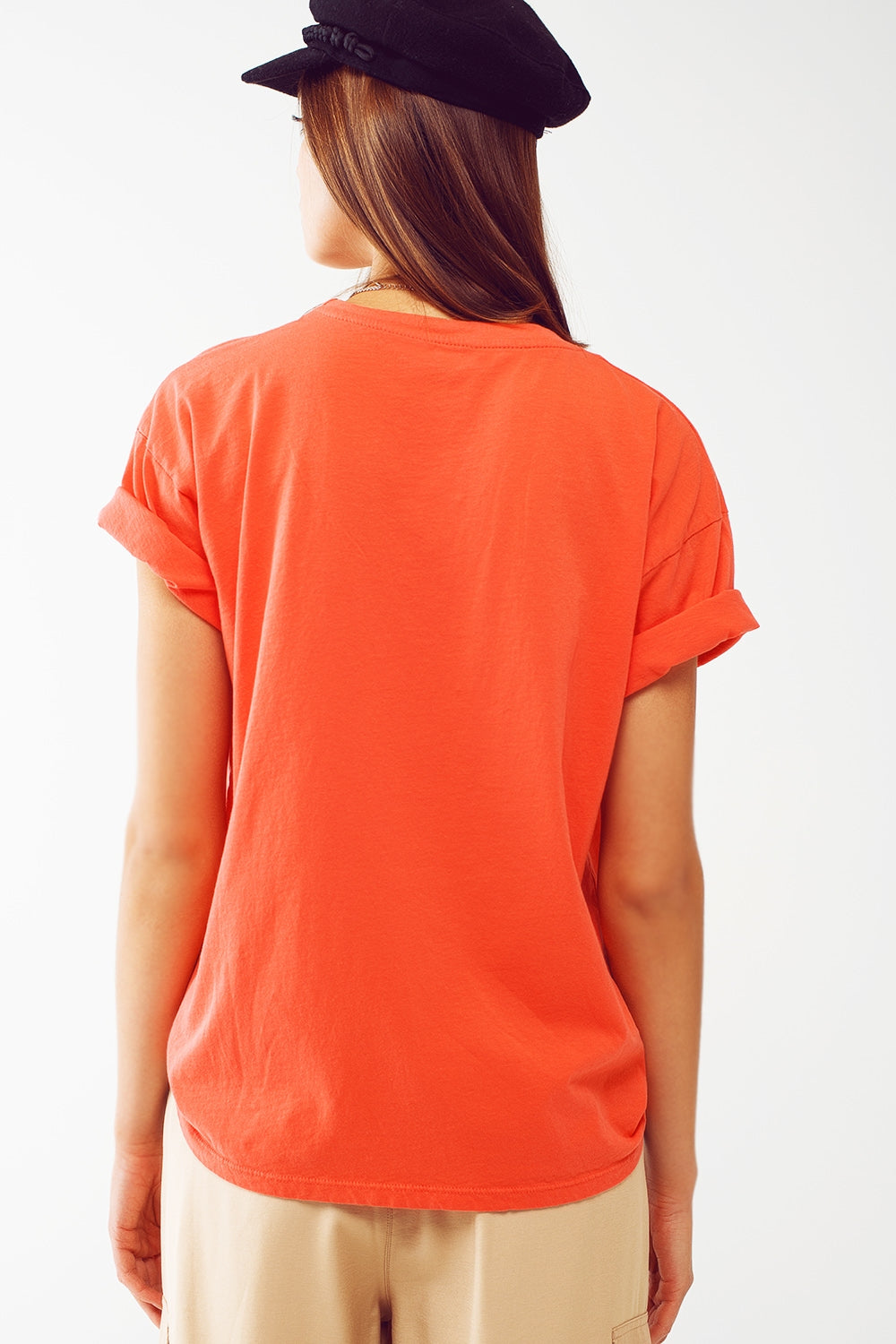 T-Shirt with Limited Graphic Print in Orange - top