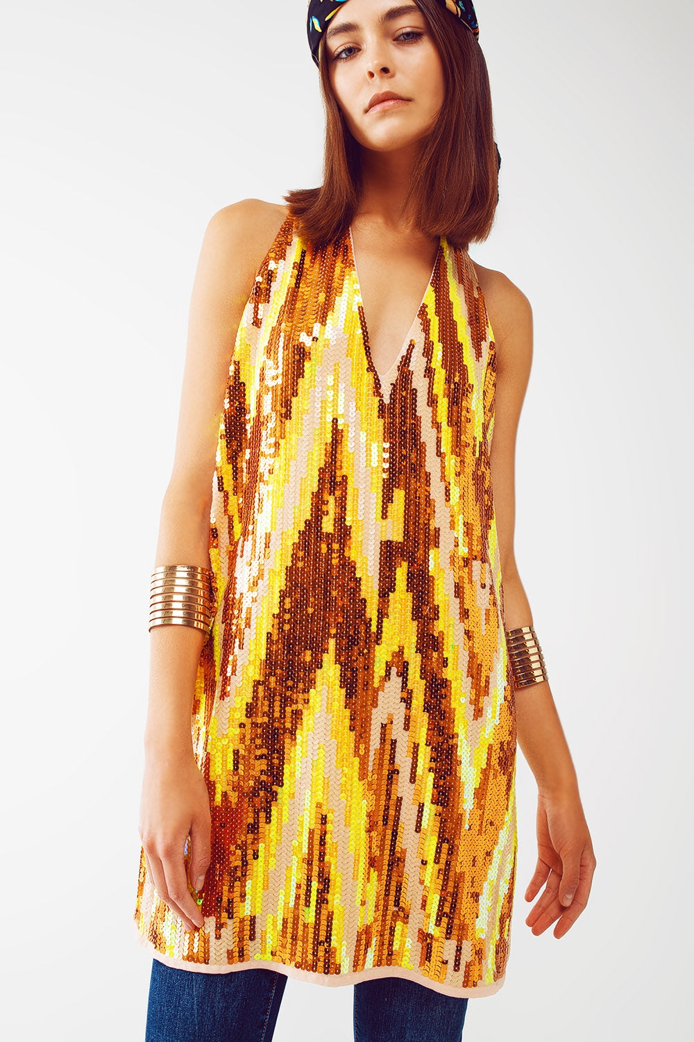 Party Mini Dress with Sequins - dress