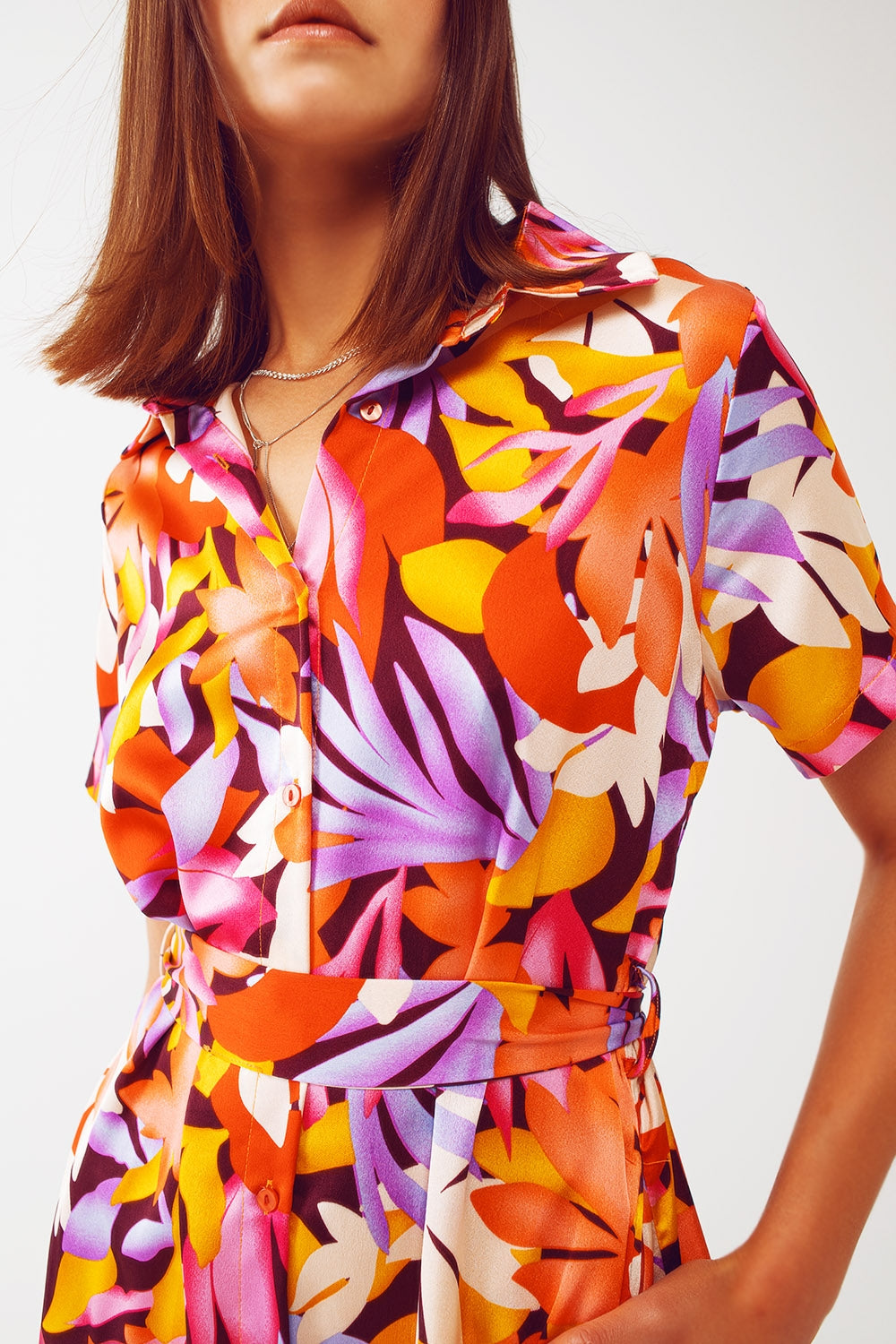 Midi Floral Print Dress in Multicolour - dress
